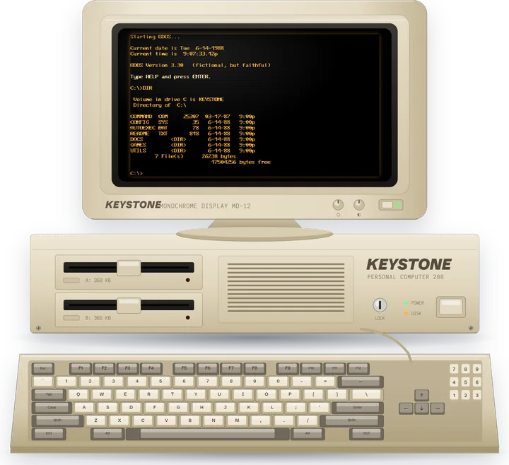 Office computer with a command line, item A
