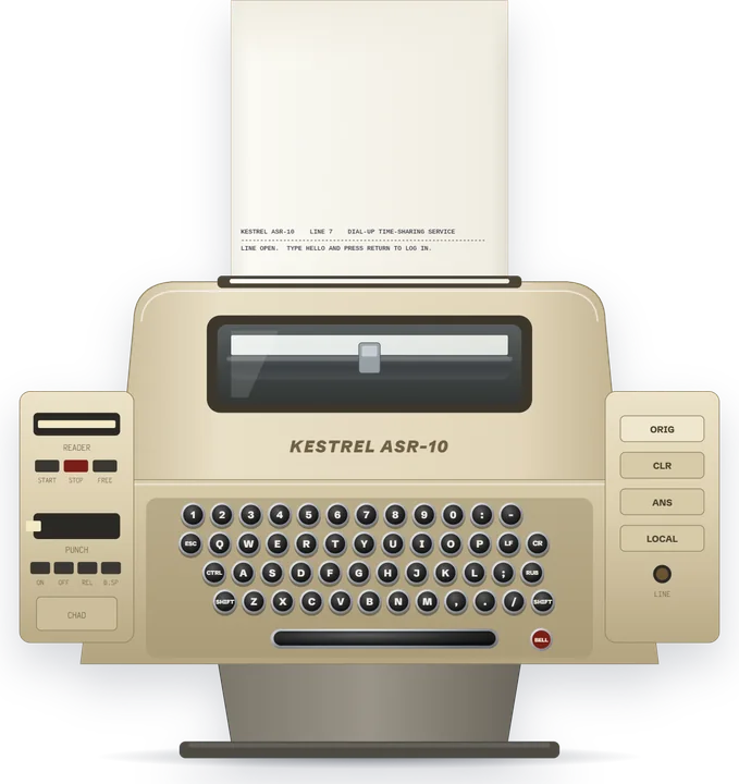 Teleprinter terminal with paper tape, item E